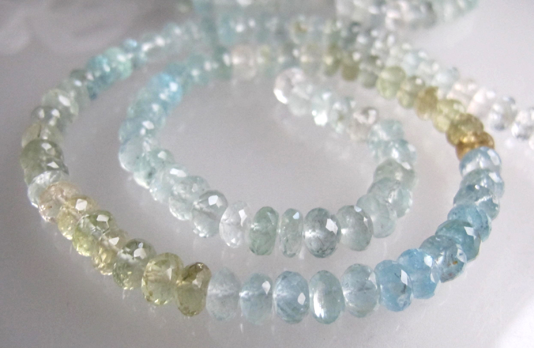 Aa Multi Aquamarine Faceted Mm Rondelle Beads