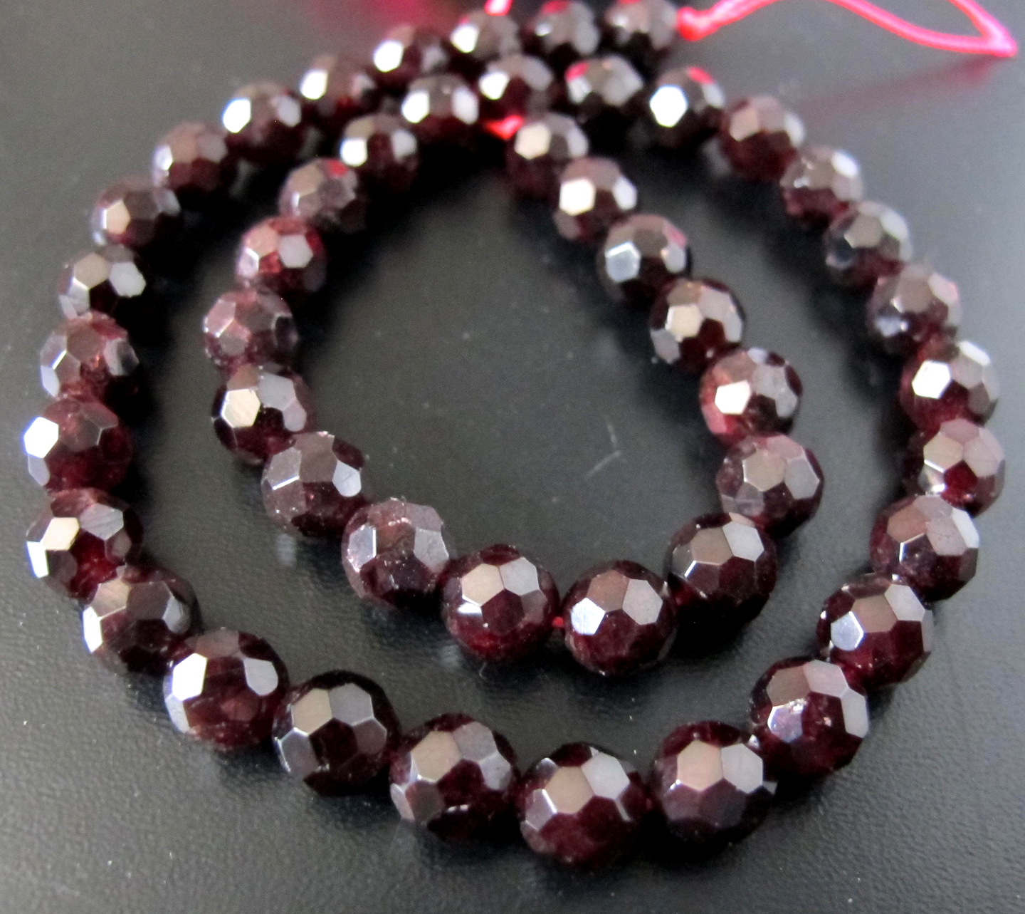 Red Garnet Hard Cut Faceted 8mm Round Beads