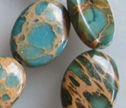 Green Blue Aqua Terra Jasper 13x18mm Oval Beads